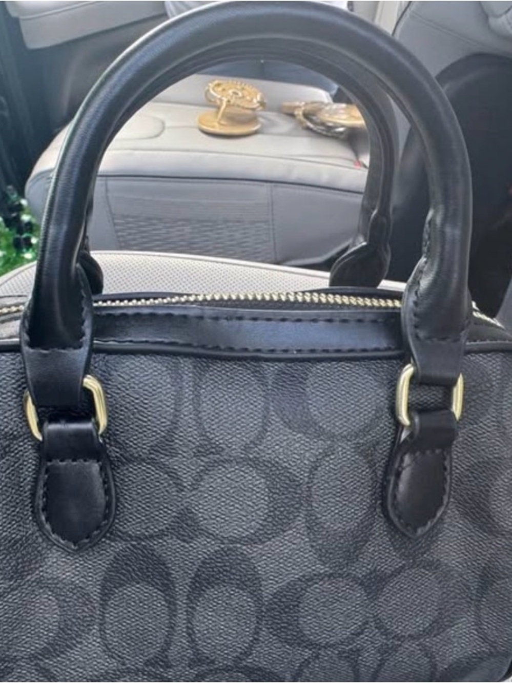 New Coach Rowan F83607 Signature Canvas Satchel Black Gold Crossbody - Picture 3 of 6